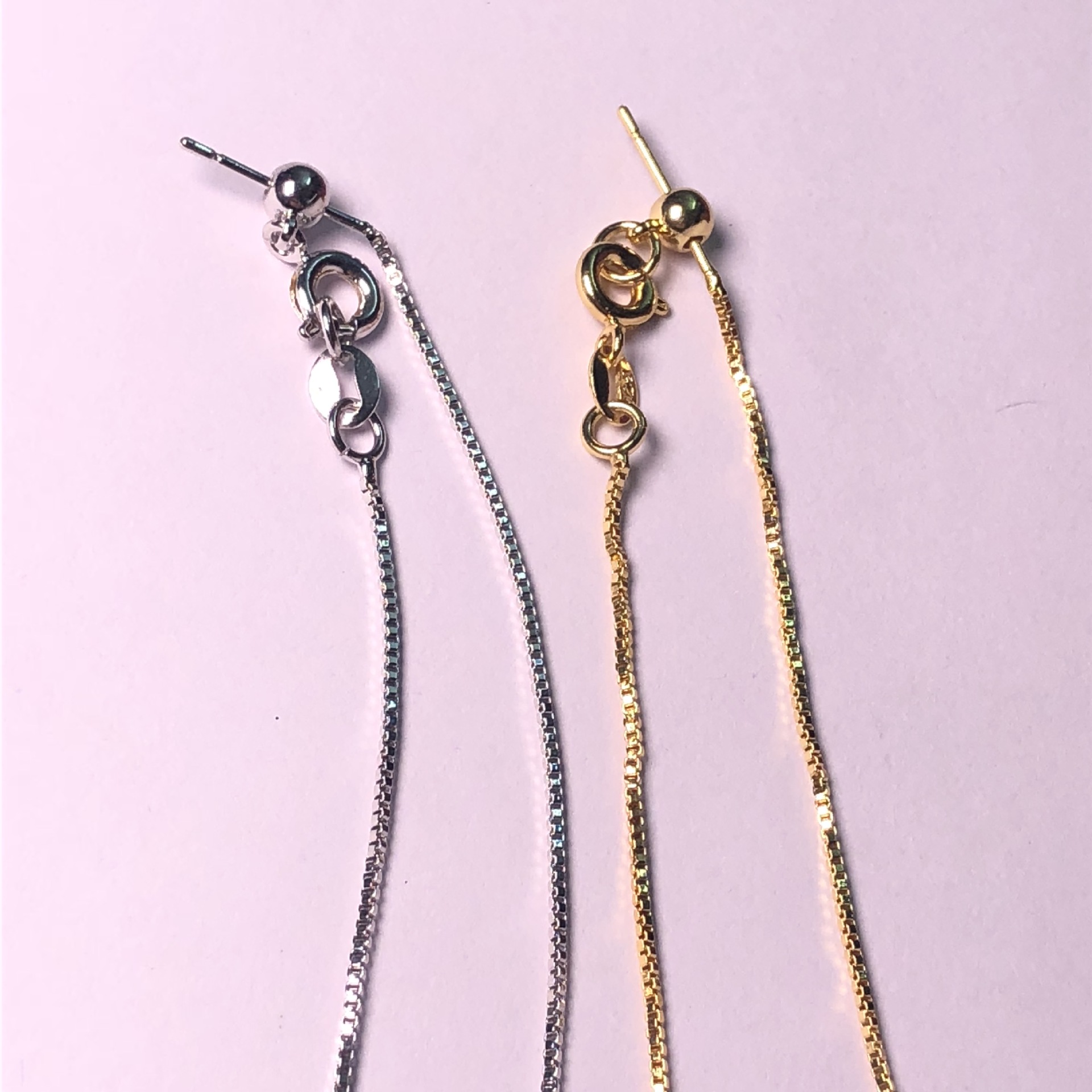 韩版盒子链铜镀保色金多功能盒仔链针链可穿珠项链硅胶珠调节长短