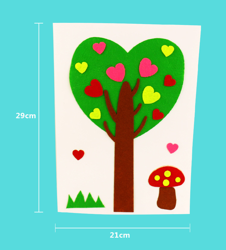 植树干节手工diy不织布大树儿童创意手工布艺粘贴画立体贴画自制