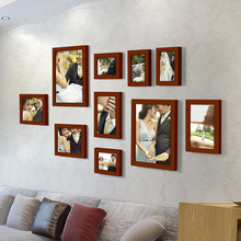 批发简约实木照片墙相片墙相框挂墙客厅装饰创意组合免打孔洗照片