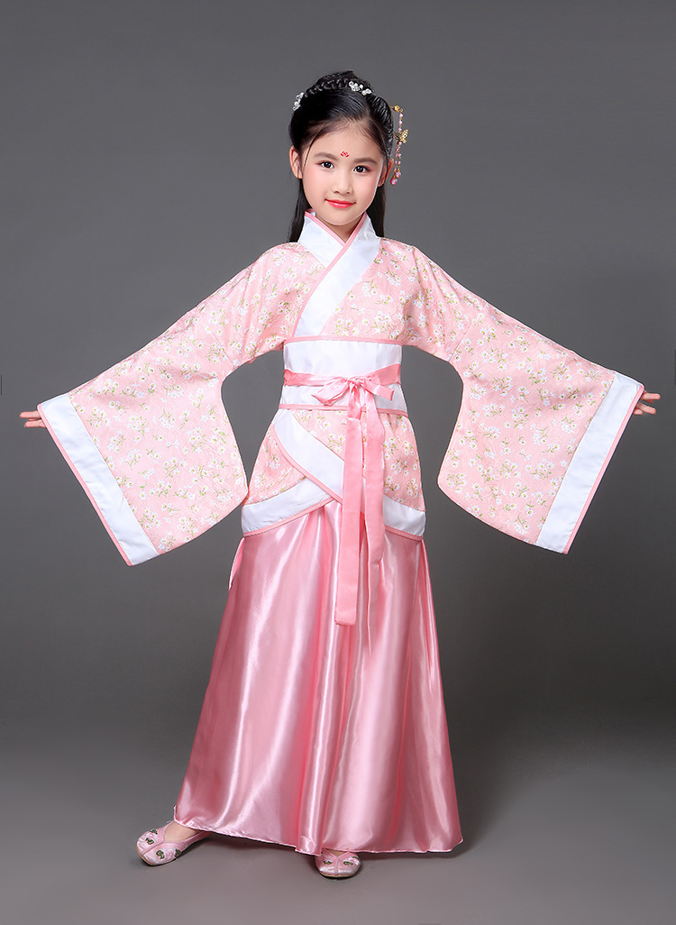 儿童古装汉服女童襦裙中国风仙女演出服古代公主古筝影楼写真服装