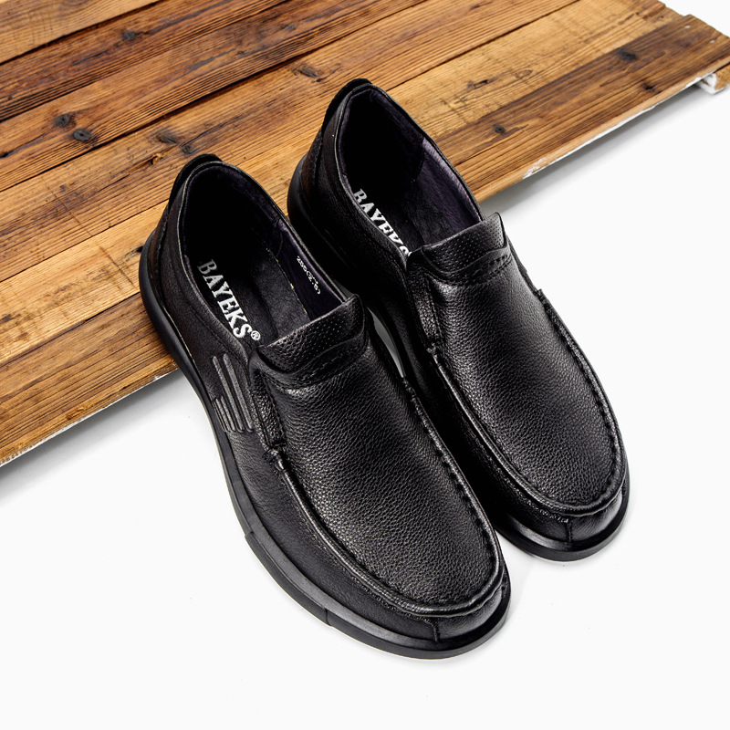 2019秋冬新款真皮套脚休闲男鞋舒适中老年软皮鞋子爸爸鞋厂家批发