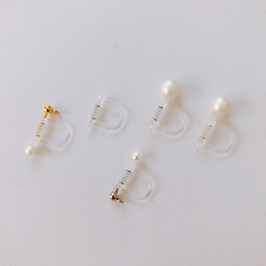 diy饰品批发隐形透明树脂弹簧耳夹渡金防过敏无耳洞可戴耳饰配件