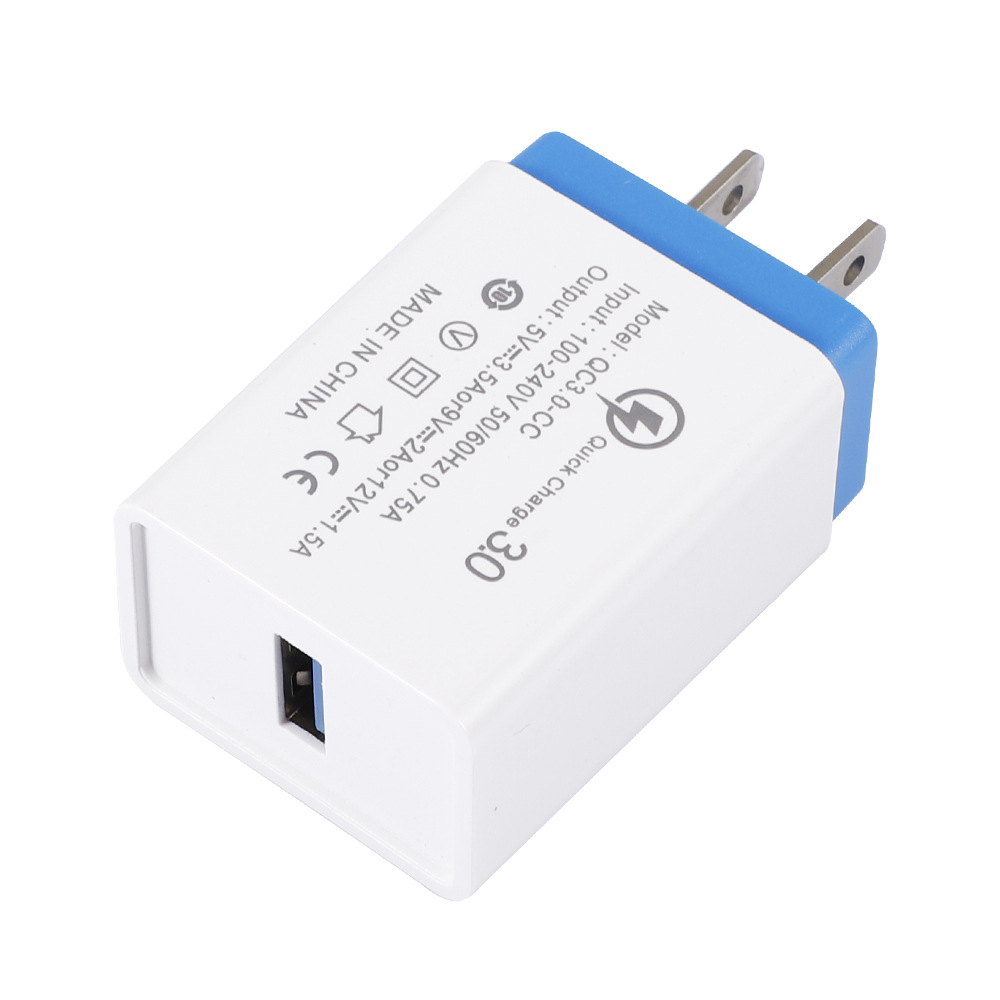 3A QC 3.0 Mobile Phone Charger Single Port Qc3 0 Fast Charge USB Charger Charger Conforming to European Standard Travel Charger Wholesale