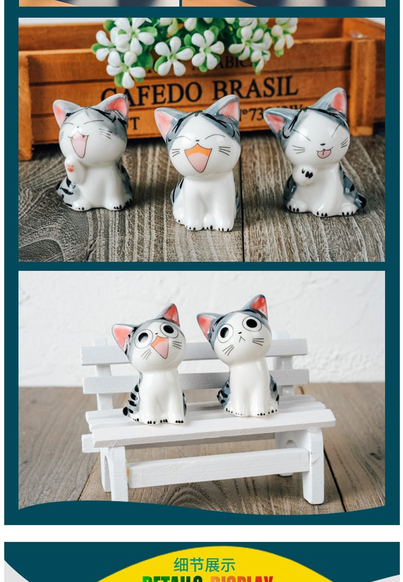 创意陶瓷猫摆件 卡通猫咪车载摆件 起司猫摆件陶瓷工艺品地摊货源