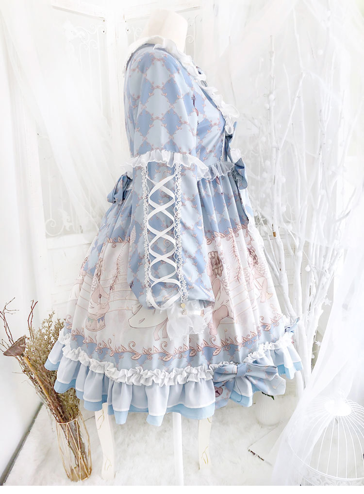 现货 爱神乐章op 蕾丝蝴蝶结洛丽塔少女清新甜美lolita洋装连衣裙