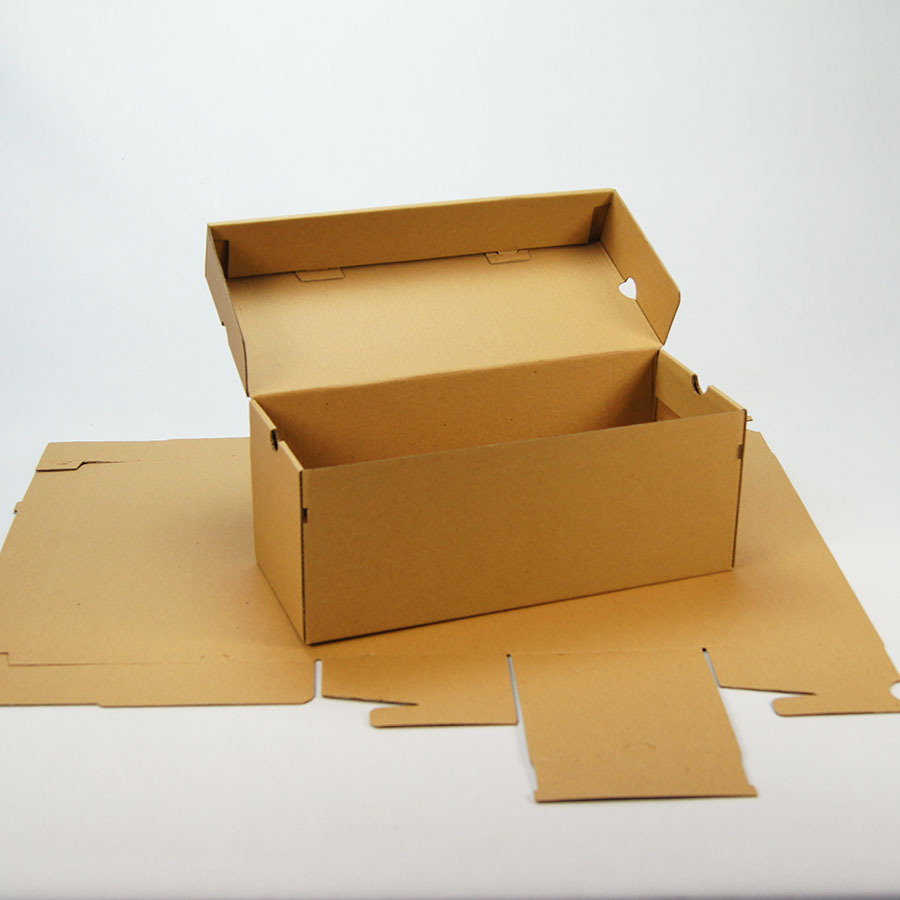 现货批发定制翻盖折叠牛皮纸鞋盒女士凉鞋盒单瓦楞320*130*125mm