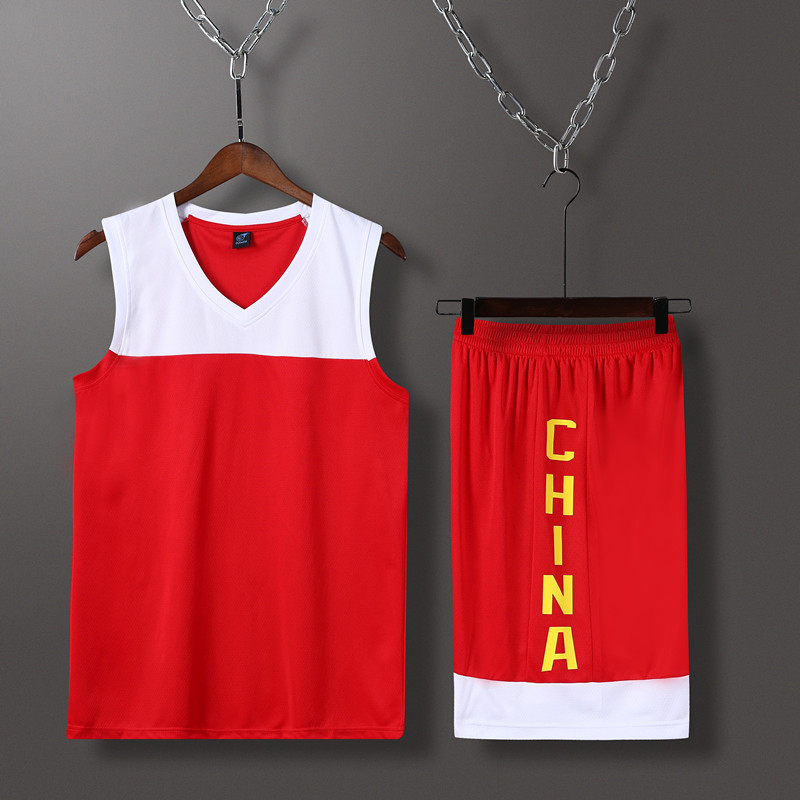 2019队红色杯篮球服易建联男篮比赛训练服球衣套装定制