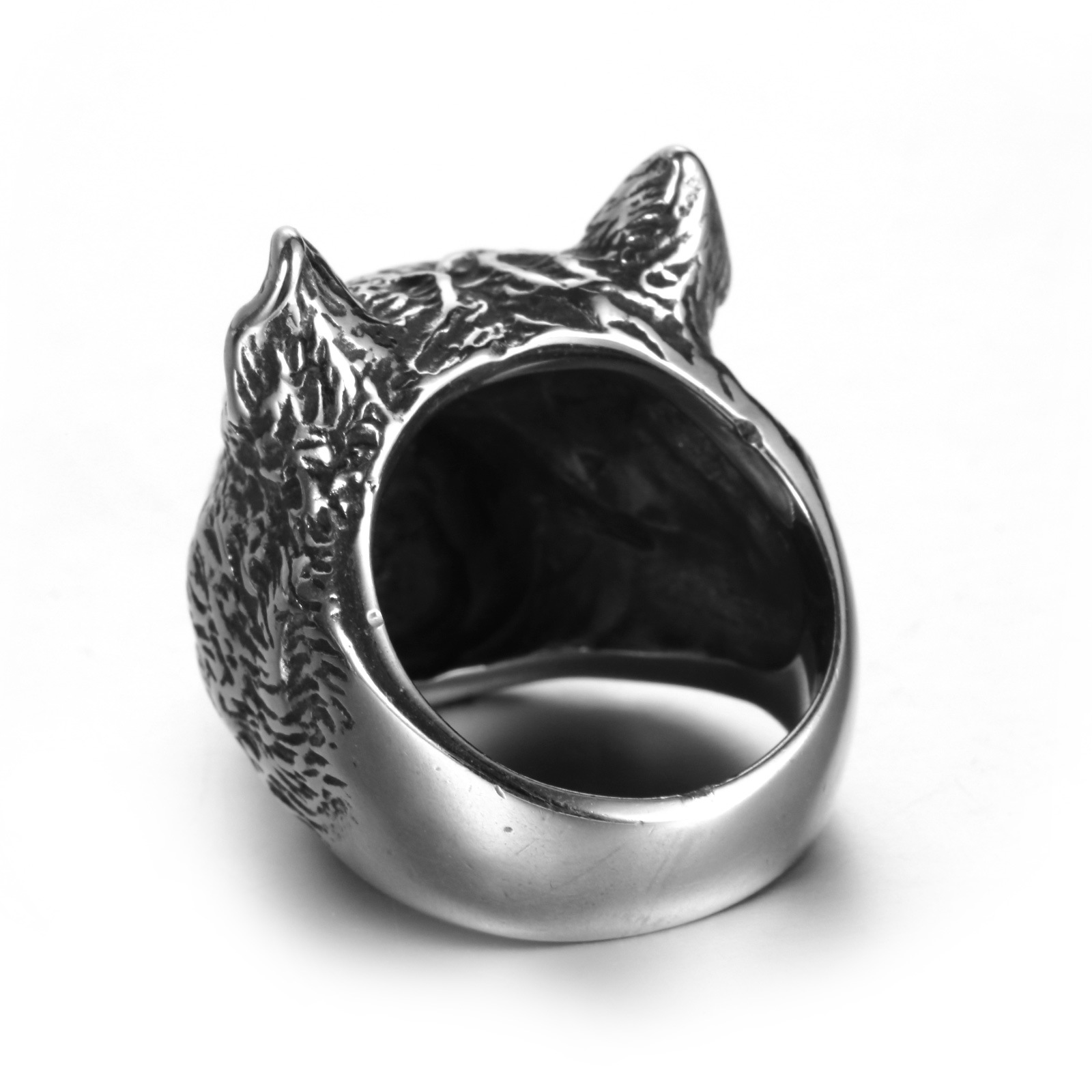 跨境电商饰品批发 不锈钢男士动物 黑金色狗头钛钢戒指 礼物