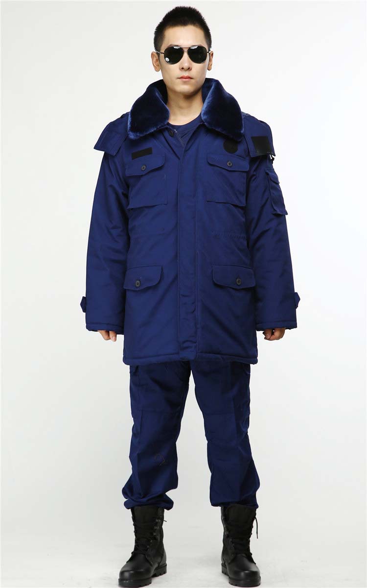 批发新式消防作训大衣火焰蓝大衣新式防寒保暖防水棉大衣