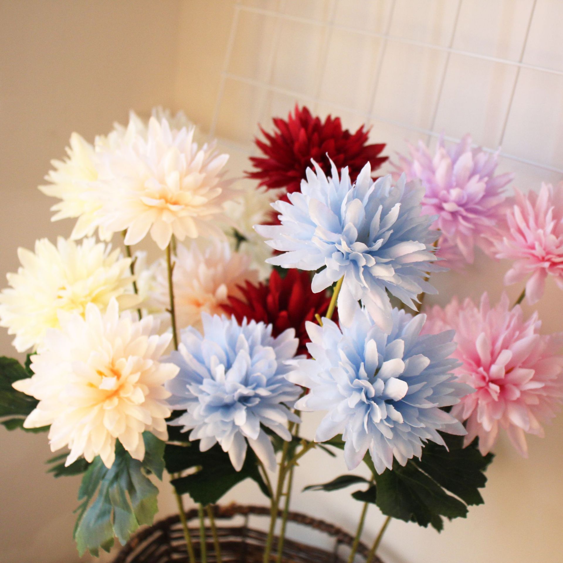 仿真昙花 3头昙花把束大号刺球花 网红花材家居摆花婚庆花材批发