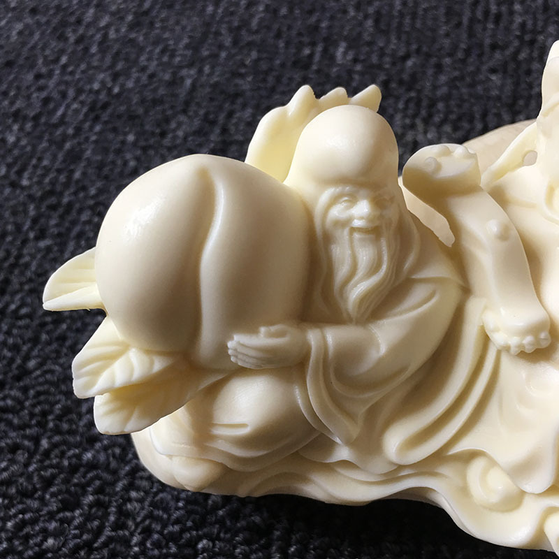 天然象牙果雕刻福禄寿三星高照13*4*7cm家居客厅车载摆件 礼盒装