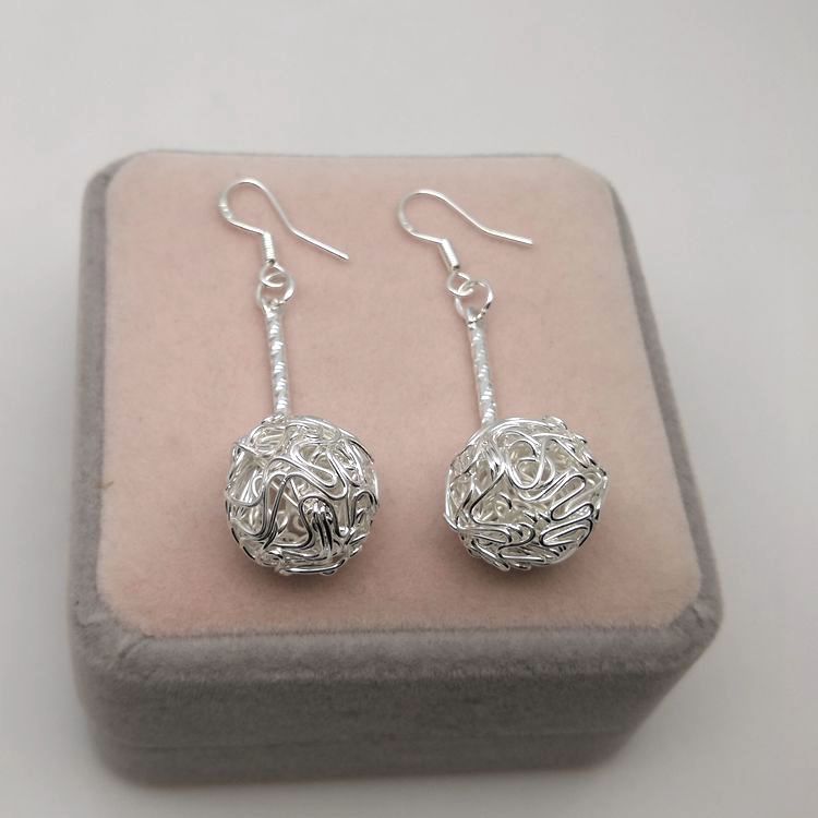 民族风铁镀银小饰品批发 女士时尚编织球耳坠 独立包装摆地摊货源