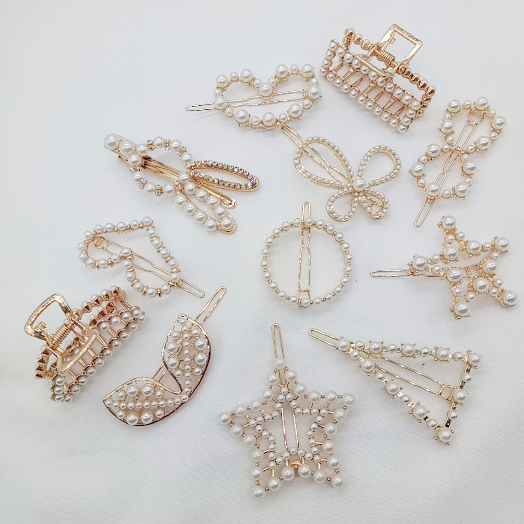 韩国ins时尚珍珠发夹成人卡子边夹一字夹刘海网红发卡夹子头饰女