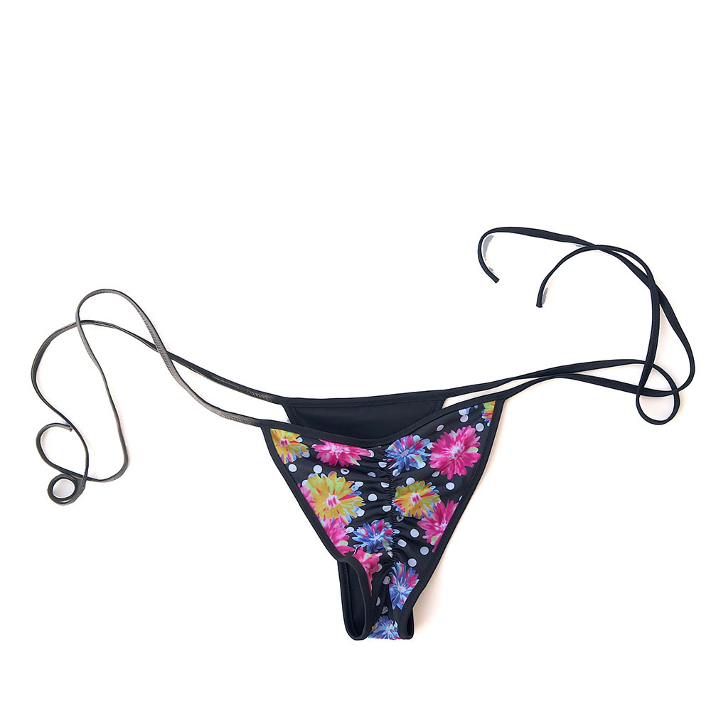 亚马逊超性感丁字比基尼裤子欧美巴西泳裤温泉黑色纯色裤子