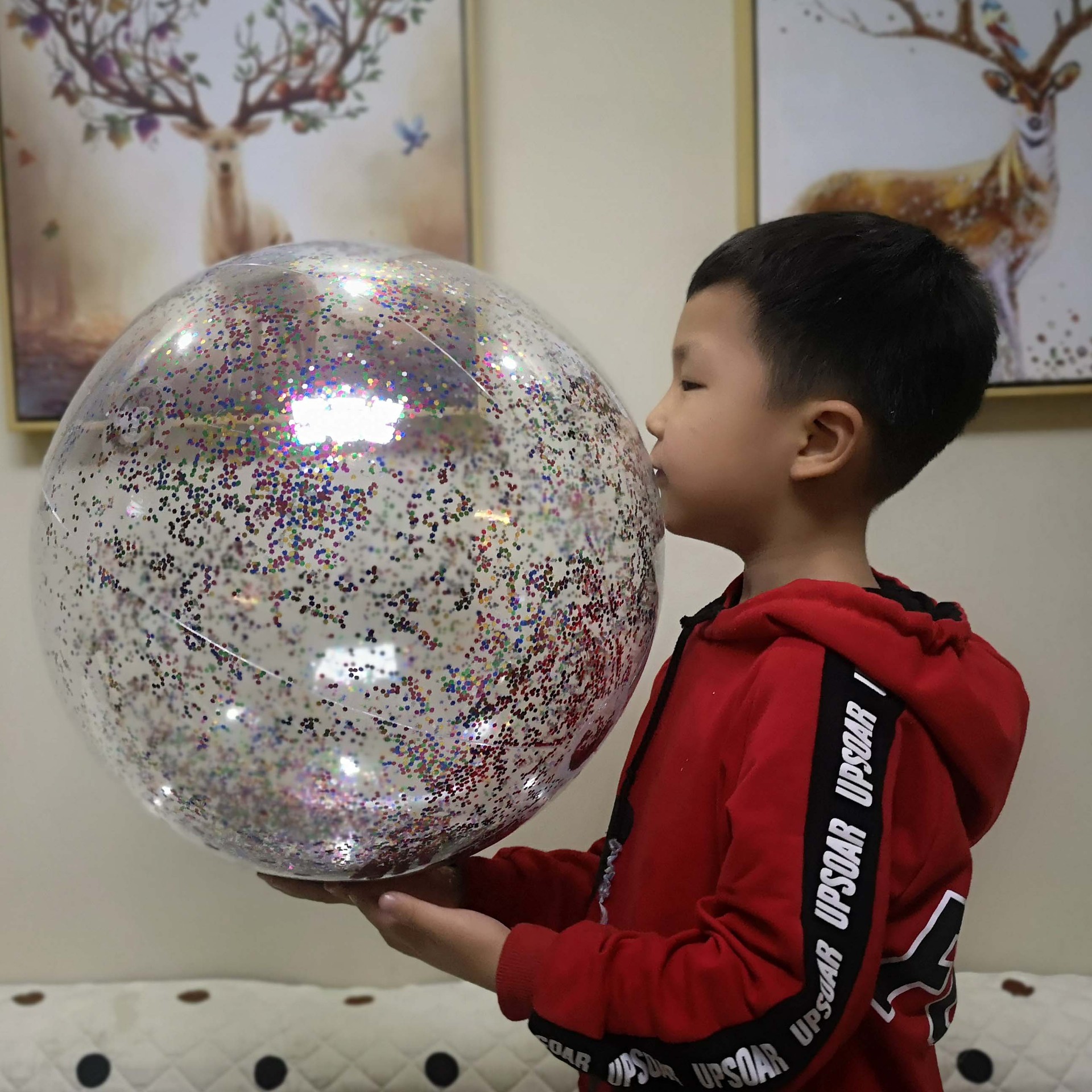 Cross-Border Spot PVC Inflatable Sequins Beach Ball Water Pool Toys Super Transparent PVC Flash Water Playing Toy Ball