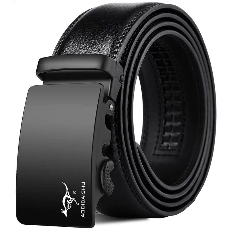 澳帝袋鼠厂家直销男士真皮自动扣皮带时尚百搭牛皮腰带男一件代发