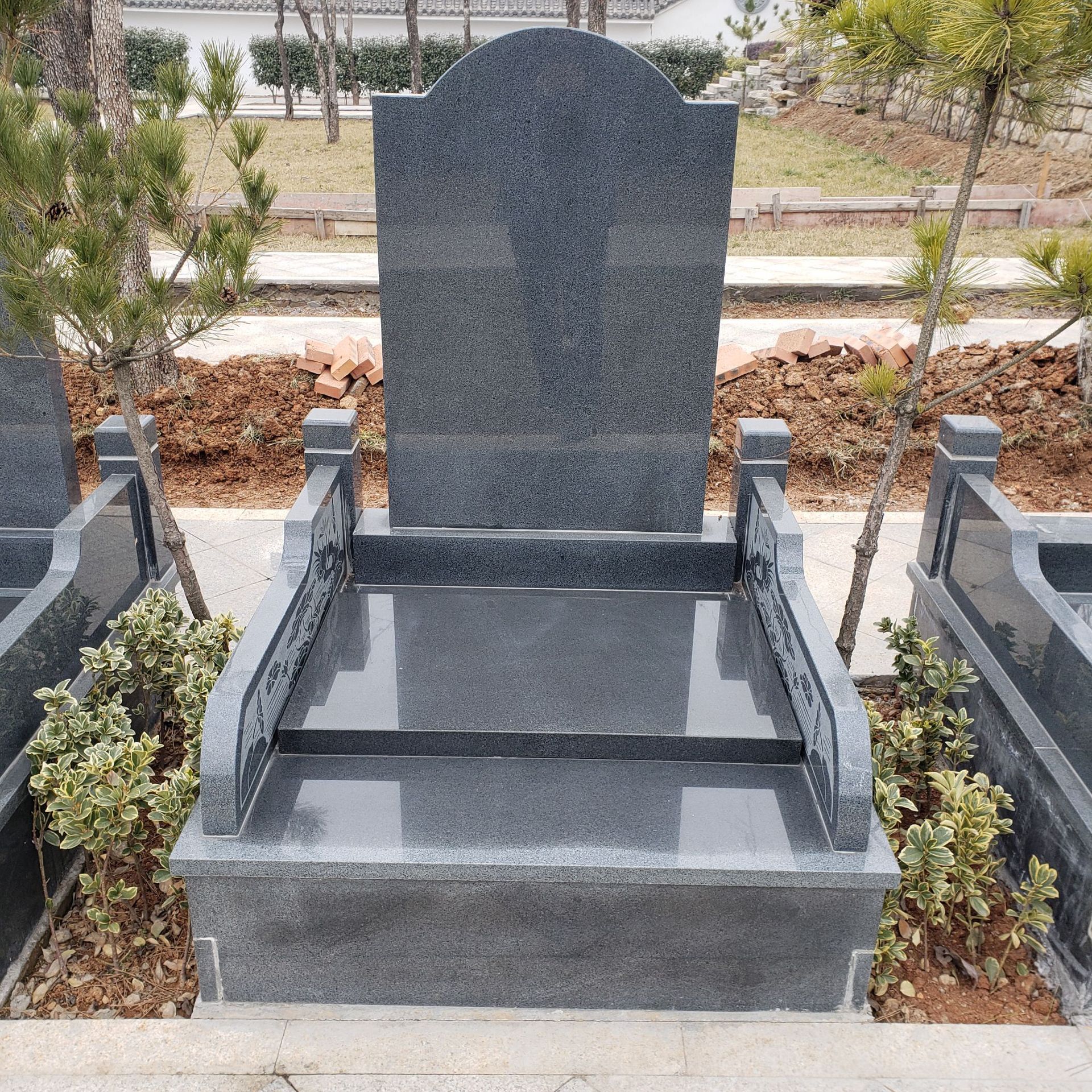 高档大理石墓碑石碑 定制加工土葬组合家族墓碑套碑 烈士碑价格