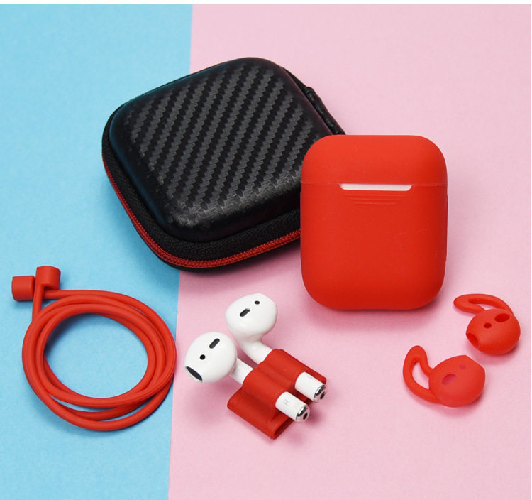airpods硅胶耳机套适用苹果无线蓝牙耳机保护套耳塞收纳盒5件套