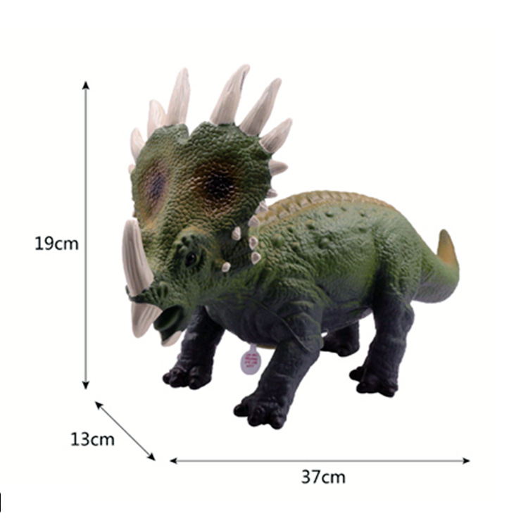 17寸 小号戟龙厚鼻龙三角龙儿童充棉恐龙玩偶带ic仿真充棉模型