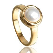厂家不锈钢现货批发 12MM钛钢女性镶珍珠戒指 日韩时尚流行饰品