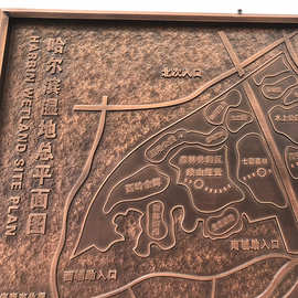 景区楼盘地图导视牌 仿古铜浮雕指引告示牌 立式不锈钢指示牌