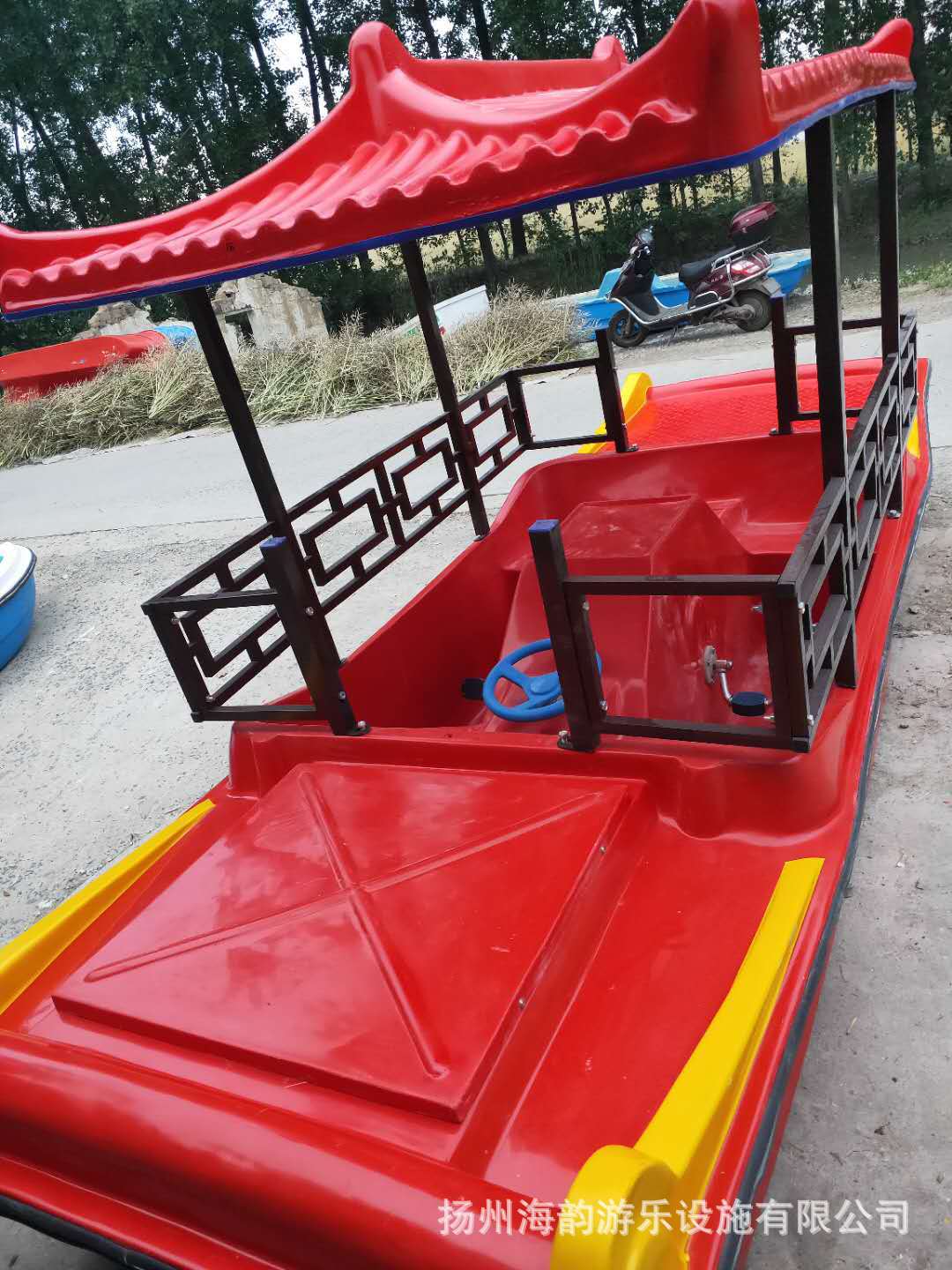 仿古脚踏船花舫船4座脚蹬船公园景区游乐船观光船厂商直供