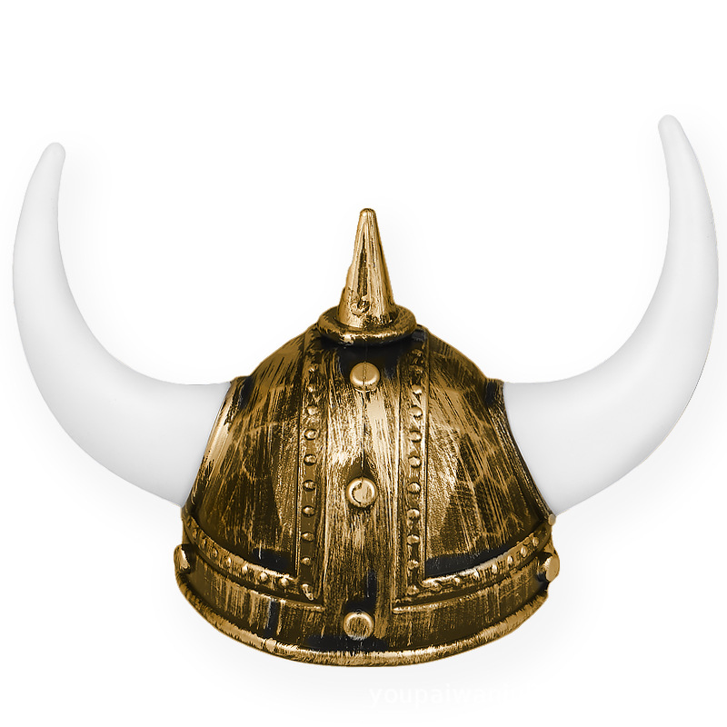 万圣节表演出道具 化妆舞会狂欢帽子 魔鬼维京海盗帽 牛角将军帽