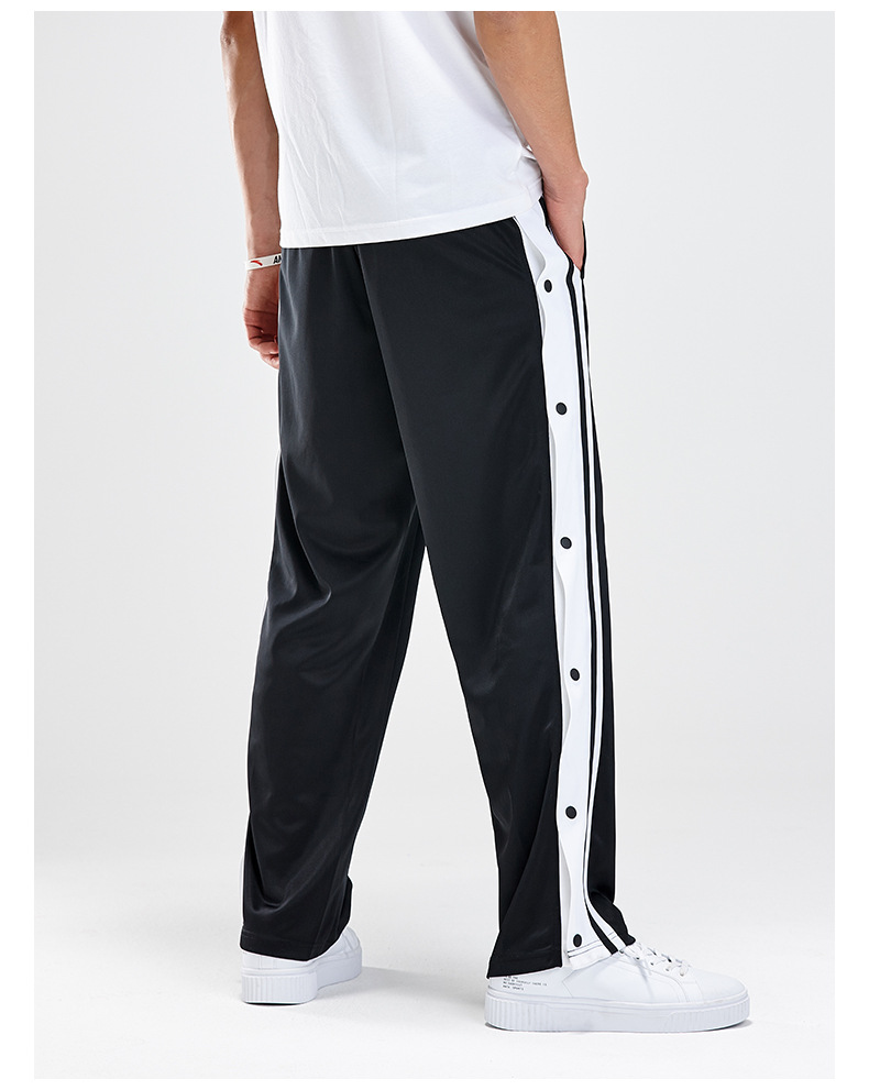 全开扣裤侧边纽扣长裤开脚裤男篮球侧开裤篮球长裤开扣边扣运动裤