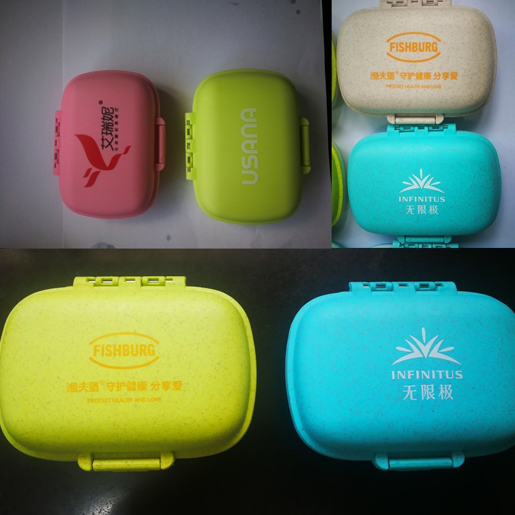 8-Grid Double-Layer Seal Ring Wheat Pill Box Portable Hay Medicine Storage Box Mini Portable Plastic Medicine Box