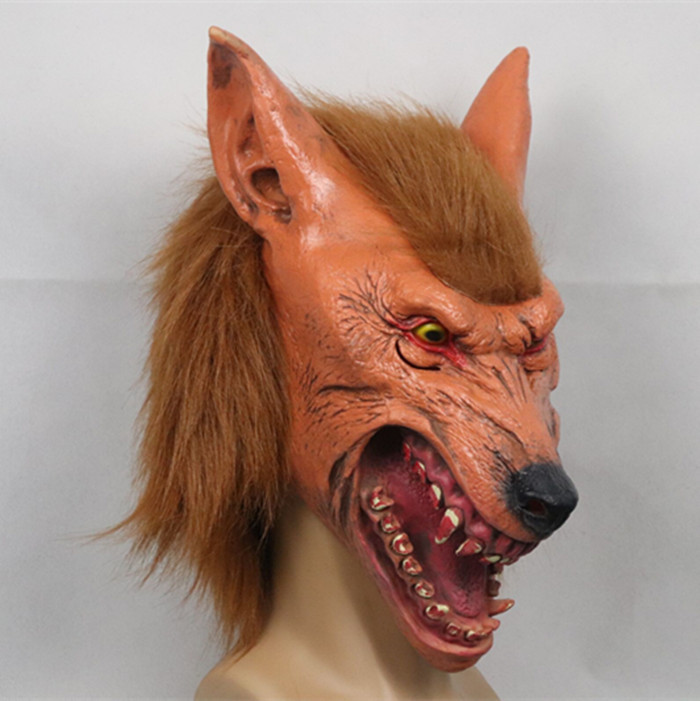 万圣节面具 恐怖魔鬼化装舞会道具黄鼠狼面具 全套头狼头头套