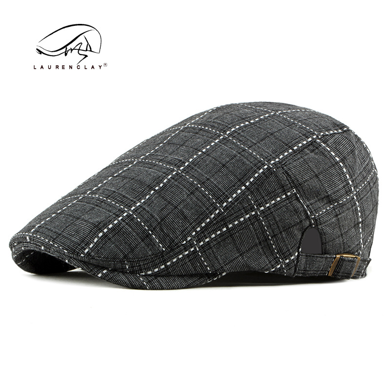 British Retro Peaked Cap Men's Plaid Advance Hats Spring and Summer New Korean Style Fashion Beret Women's Duckbill Cap