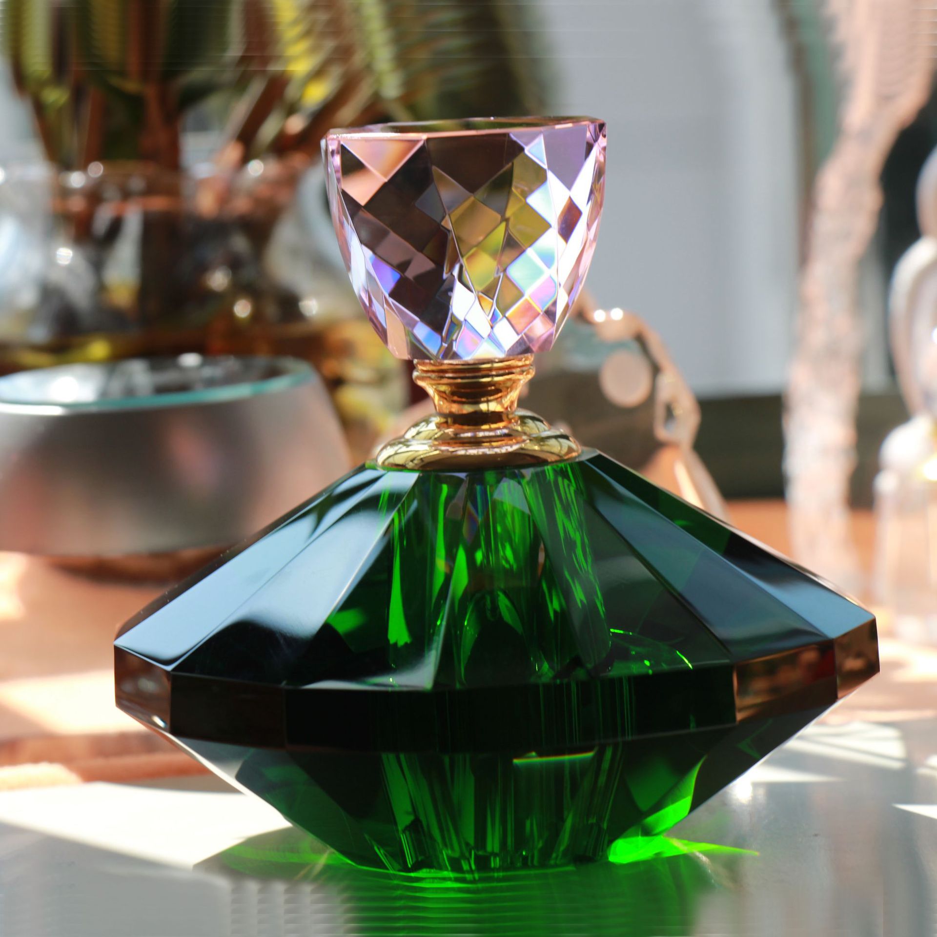 欧式香水瓶 创意时尚环保人造水晶工艺品 几何形透明礼品摆饰摆件