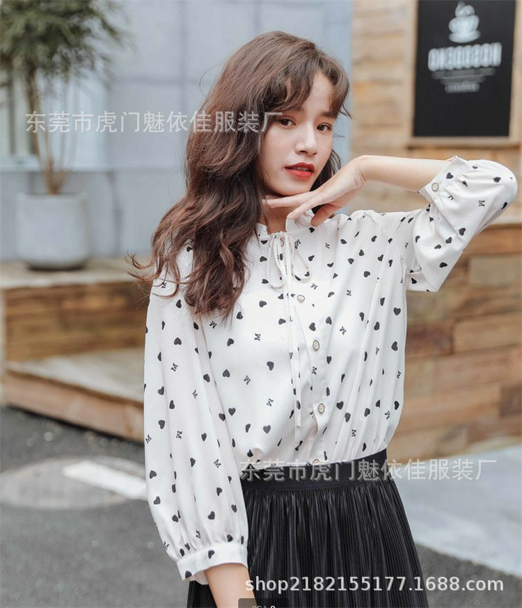 春秋新款上衣女士衬衫韩版女装长袖雪纺衫外贸尾货杂款服装清仓