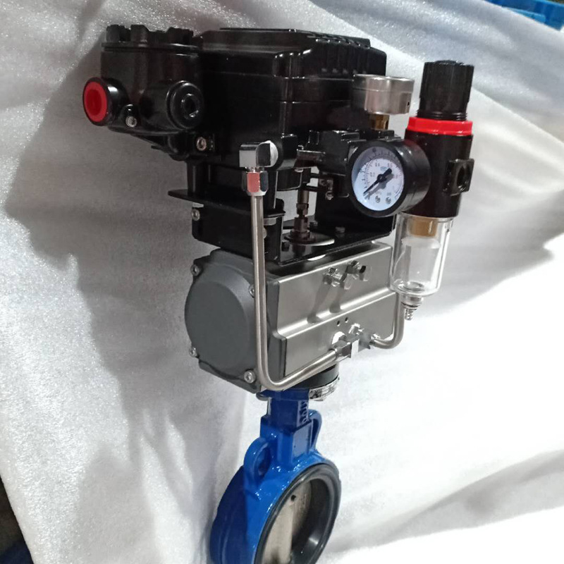 厂家直销定位器气动对夹式蝶阀,d671x-16c衬胶软密封气动蝶阀阀门