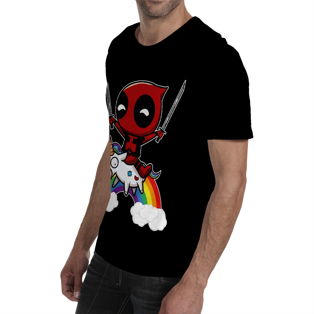 2019deadpool 死待骑马独角兽彩虹休闲圆领短袖圆领t恤衬衫