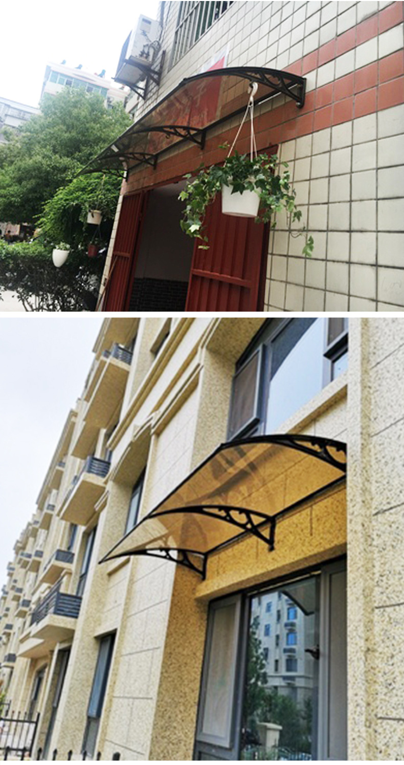 雨棚厂家批发耐力板雨棚铝合金支架雨棚家用户外无声遮阳篷挡雨蓬