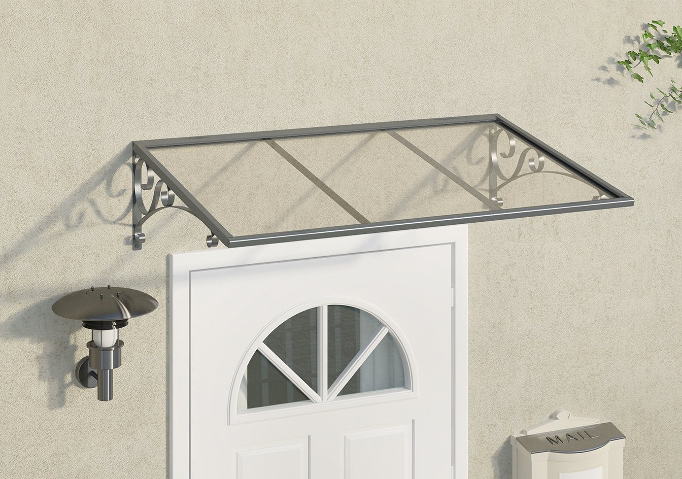 metal awning铁艺雨棚遮阳棚pc板雨棚金属遮雨棚铁艺防护遮雨顶棚