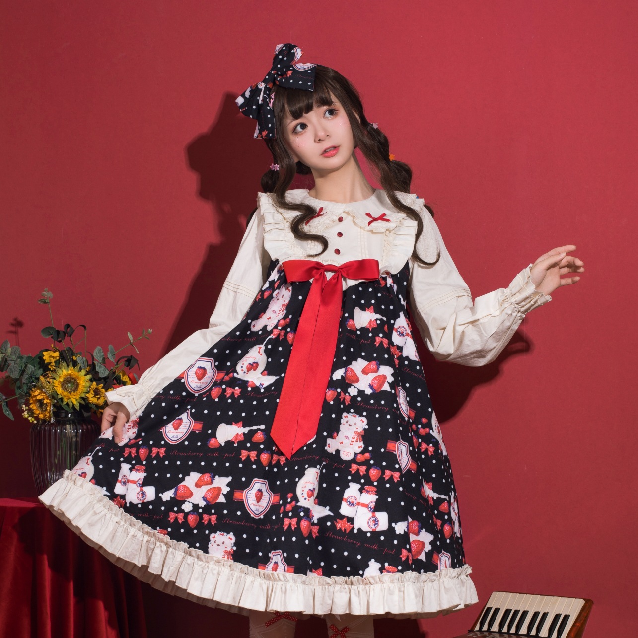 6折清仓现货原创洛丽塔lolita甜美可爱草莓牛奶罐op软妹连衣裙