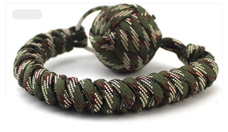 伞绳编织链户外金刚结编织防身球猴拳圆形钥匙链(钢珠)