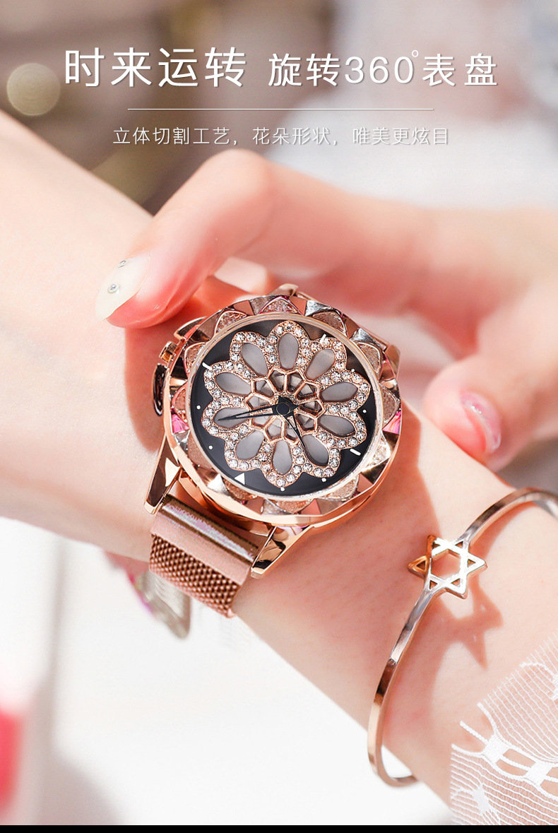 新款热卖时来运转手表女学生抖音同款网红时尚潮流防水网带手表
