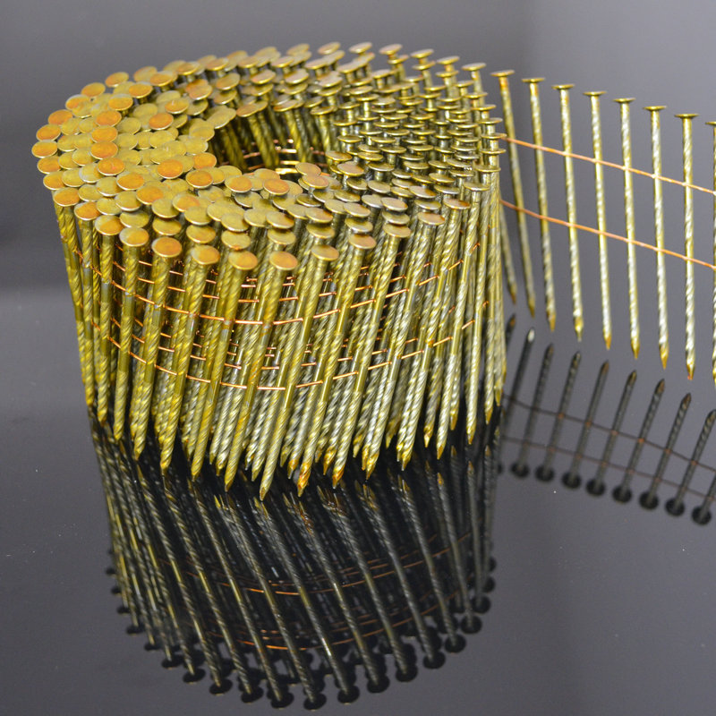 定 制高硬度高质量家居装潢螺纹卷钉 38#黄色防锈漆螺纹卷钉