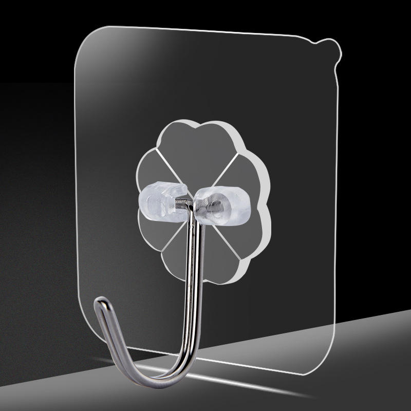 粘钩强力粘胶无痕贴塑料透明厨房免钉门后墙壁挂衣钩子免打孔挂钩