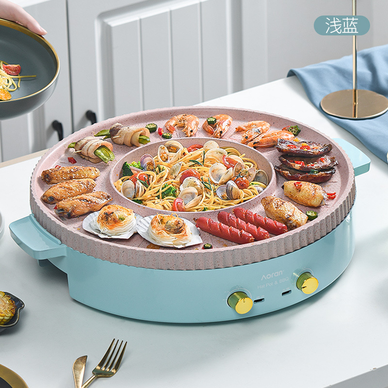 Barbecue Grill Korean-Style Grill Pan Multi-Functional Barbecue Plate Dual-Purpose Hot Pot Oran Roast All-in-One Pot