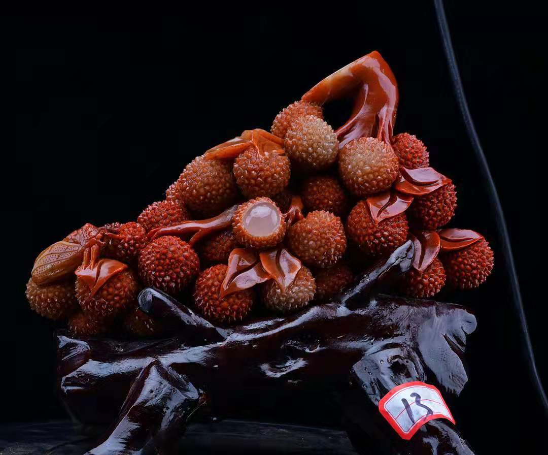 福建寿山石荔枝家居装饰客厅办公摆件奇石玉石雕刻工艺品厂家直销