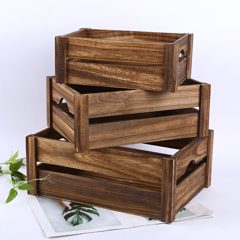 简约时尚木质储物箱zakka整理收纳箱实木复古箱子特大号组合箱子