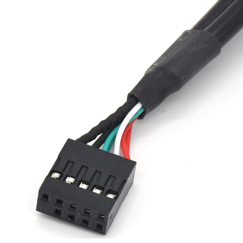 新款主板9pin转usb2.0转接线9针转usb2.0母双口带螺丝孔