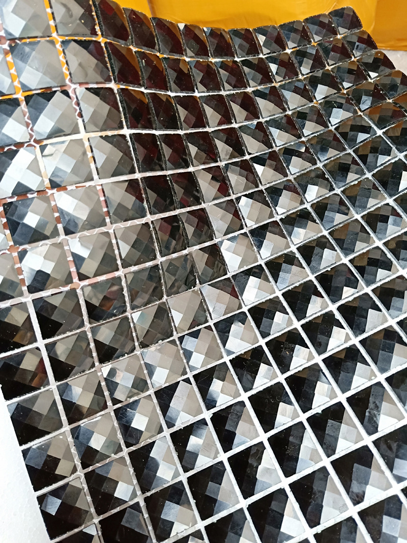 黑色镜面磨边马赛克格子砖 13面钻拼图背景墙 ktv酒店吧台玻璃砖