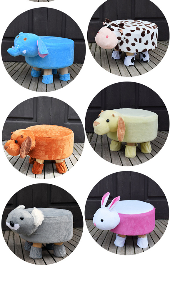 时尚儿童毛绒动物凳创意小板凳矮凳客厅布艺小凳子家用圆凳沙发凳
