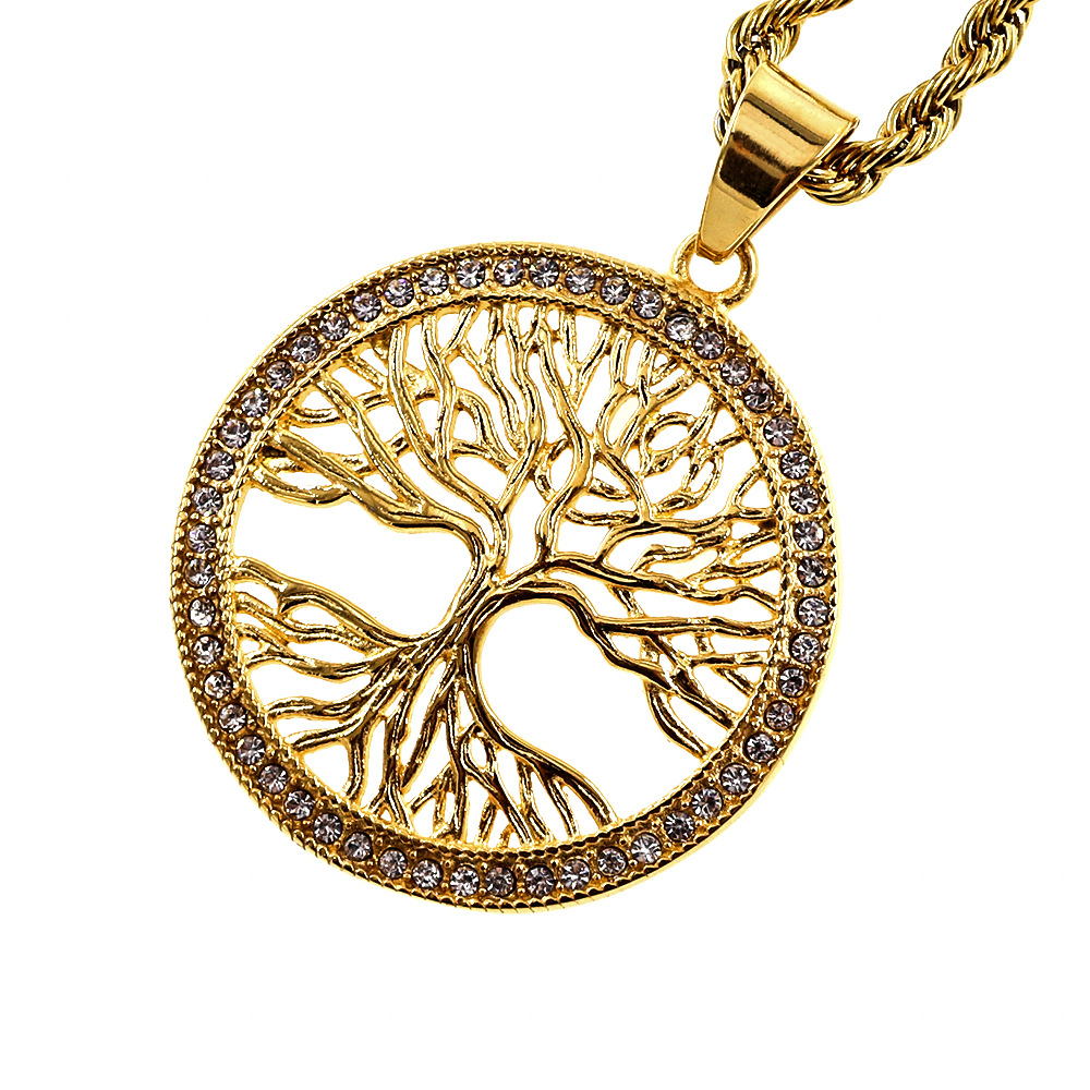 跨境爆款工厂直供欧美潮流复古生命树吊坠