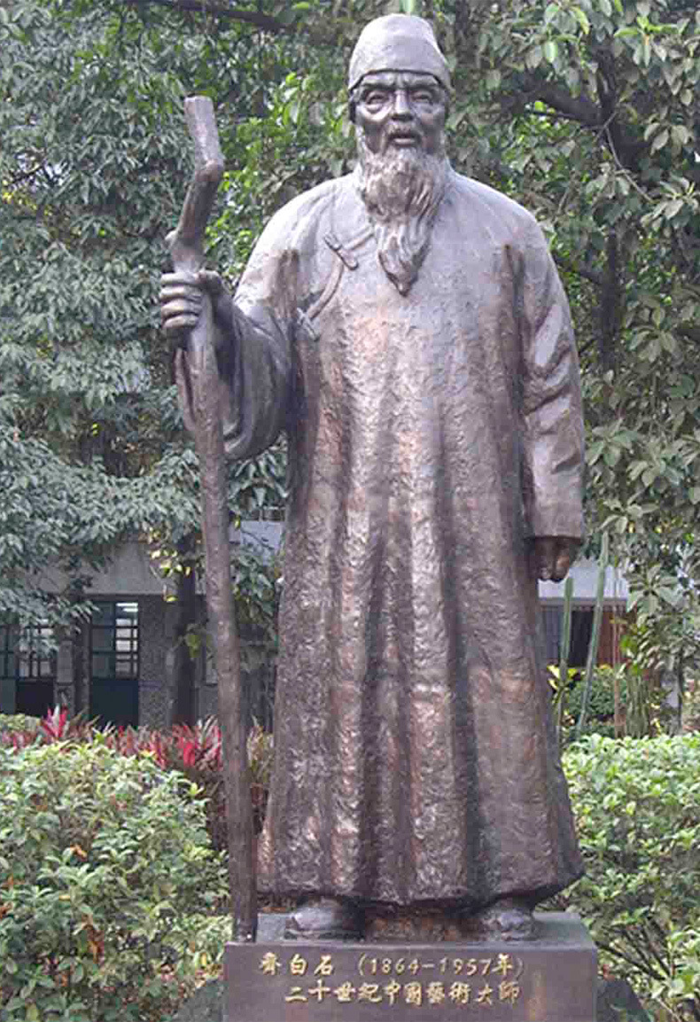 铜雕古代人物雕塑 齐白石铜像 定制名人画家神像 学校金属摆件516